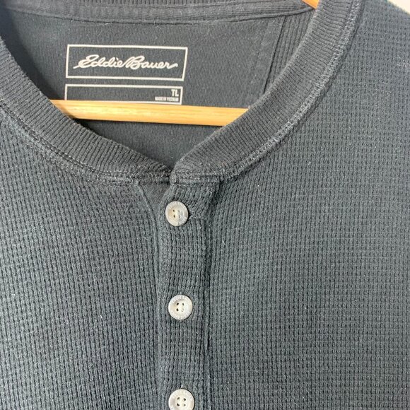 Eddie Bauer Men’s Black Long Sleeve Henley – TL (Tall Large), Cotton/Poly Blend - Picture 3 of 11